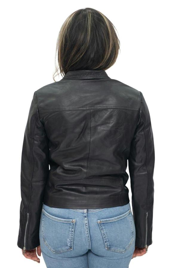 Infinity Leather Womens Leather Shawl Wrap Biker Jacket - Riga