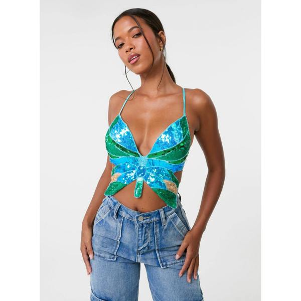 Pink Vanilla Butterfly Sequin Top