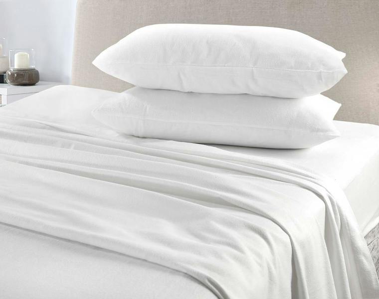 Plain Dye Flannelette White Duvet Cover Set