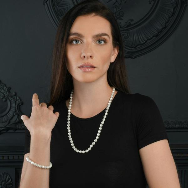 Zavana 24-inch Long Stylish Pearl Necklace for Women with White Shell Pearls