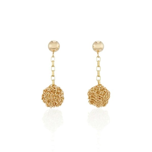 Aelita Jewellery Classic Small Hand Crocheted Yellow Gold Round Earrings