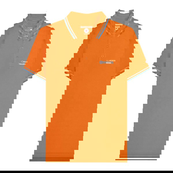Lambretta Mens SS25 Twin Tip Polo Shirt - Orange/Sky