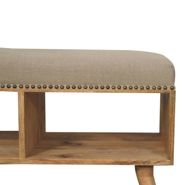 Artisan Furniture Solid Wood Studded Linen Open Bench