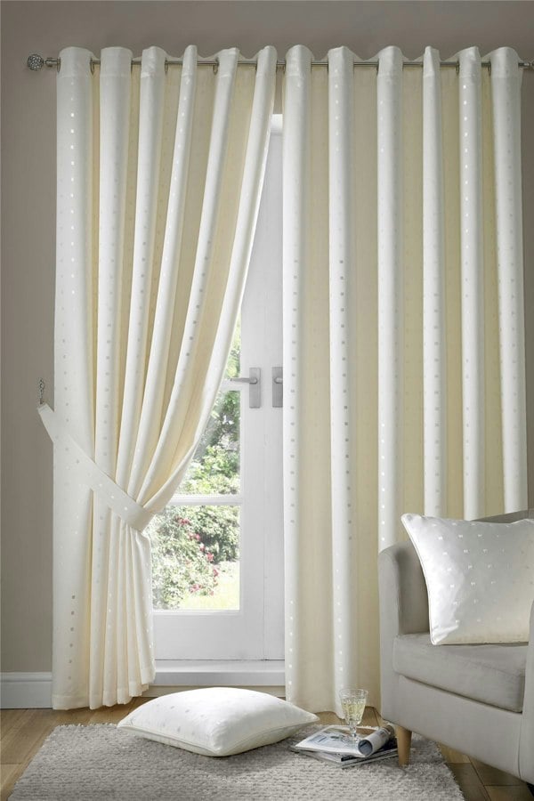 Alan Symonds Madison Eyelet Fully Lined Curtain Pair With Tie Backs