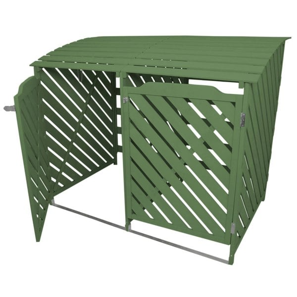 Monstershop Fir Wood Double Wheelie Bin Storage - Sage Green