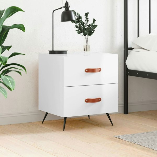 Berkfield Bedside Cabinet High Gloss White 40x35x47.5 cm Engineered Wood