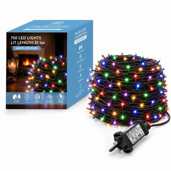 Multicolour Fairy String Lights with 8 Modes, Mains Power, Memory and Auto Timer, Green Cable, 300 to 1000 LED Options image 1
