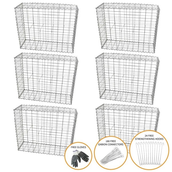 Monstershop Gabion Baskets 100 x 80 x 30cm / 6 Pack