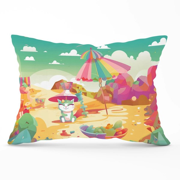 Warren Reed Kitten On A Beach Holiday Cushions