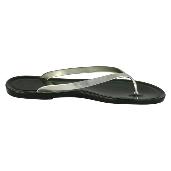 Spot On Ladies Spot On Flat Metallic Toe Post Jelly Sandals
