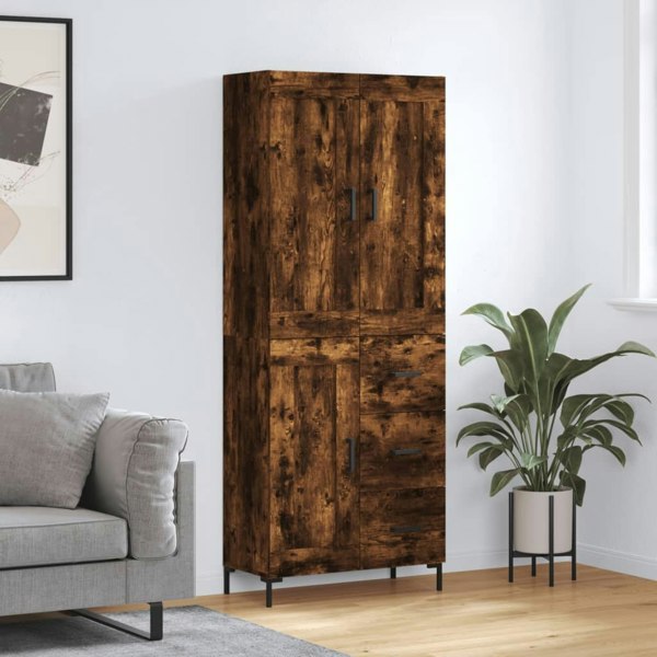 Berkfield Highboard Smoked Oak 69.5x34x180 cm Engineered Wood