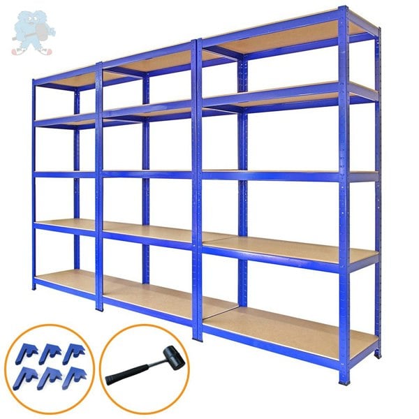 Monster Racking 3 x Monster Racking T-Rax Metal Storage Shelves - Blue 90cm W, 45cm D