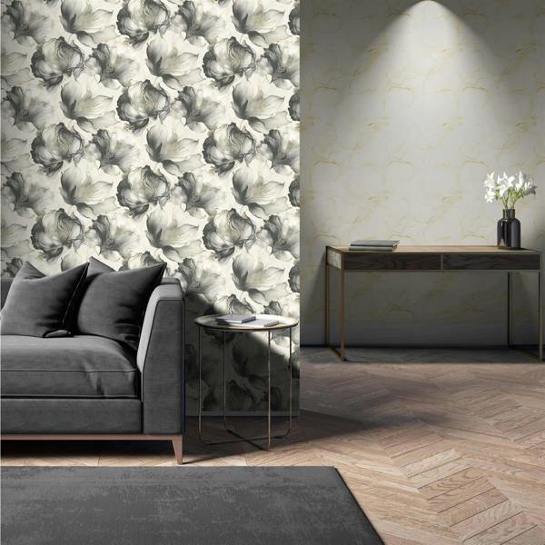 Elysian Floral Black & Gold Wallpaper image 3