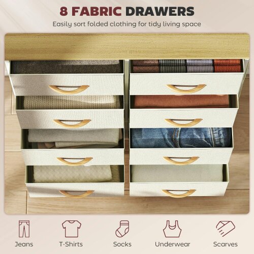 Wyld Haus Docone Livi Fabric And Metal Beige 8 Drawer Storage Chest