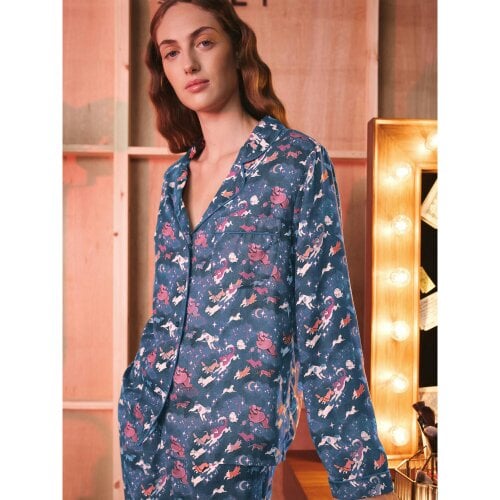 Cath Kidston Womens Dog All-Over Print Long Pyjama Set - Blue