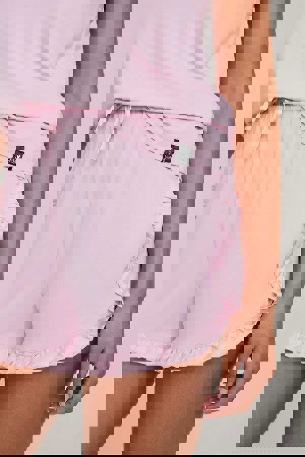 Pretty You London Women's Bamboo Frill Cami Short Pyjama Set in Blush