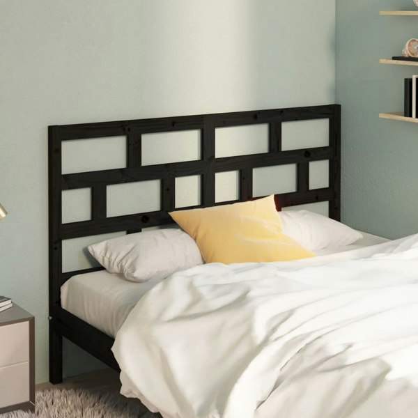 Berkfield Bed Headboard Black 156x4x100 cm Solid Wood Pine