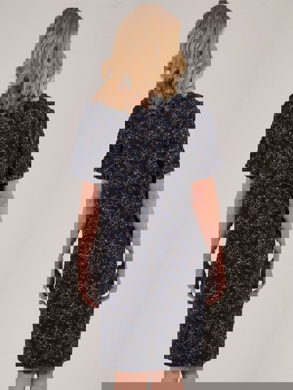 TIGI-Wear Navy Cloud Sketch Floral Night Dress