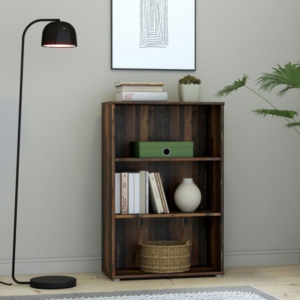 Furniture To Go Essential Tall Wide 2 Shelf Bookcase in Vintage Oak