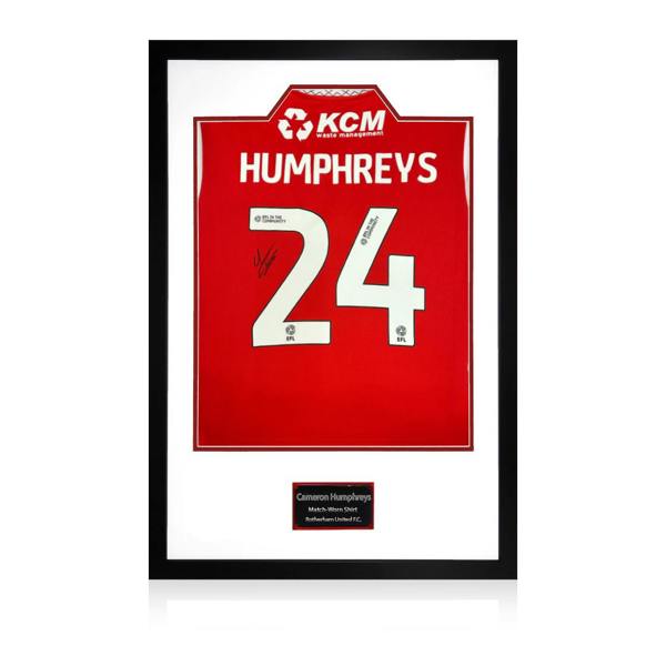 Cameron Humphreys Match-Worn & Signed Rotherham United Shirt Premium Frame