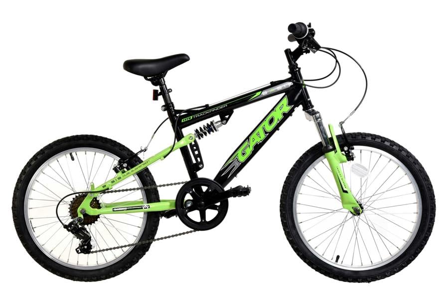 Basis Bikes Basis Gator Junior Full Sus Mountain Bike, 20" Wheel - Gloss Black/Green
