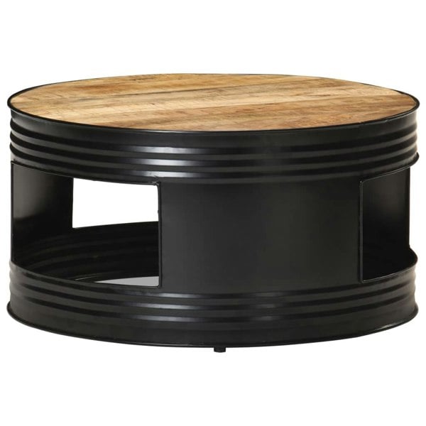 Berkfield Coffee Table Black 68x68x36 cm Solid Rough Mango Wood