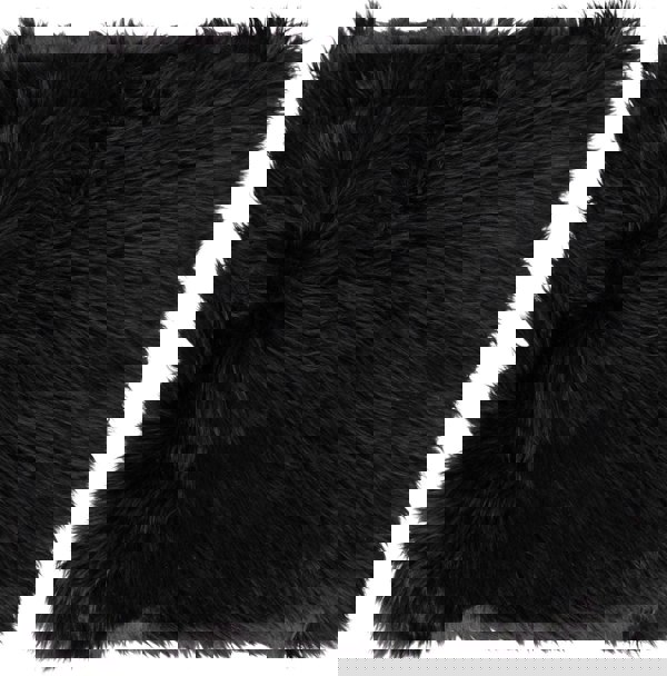 Long-Wool Sheepskin Cushion | 35x35 cm Black