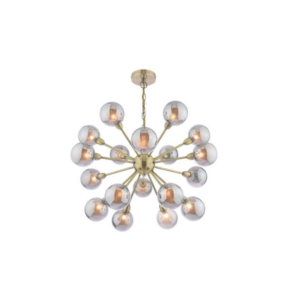 Pagazzi Lighting Ornella 18-Light Antique Brass and Glass Pendant