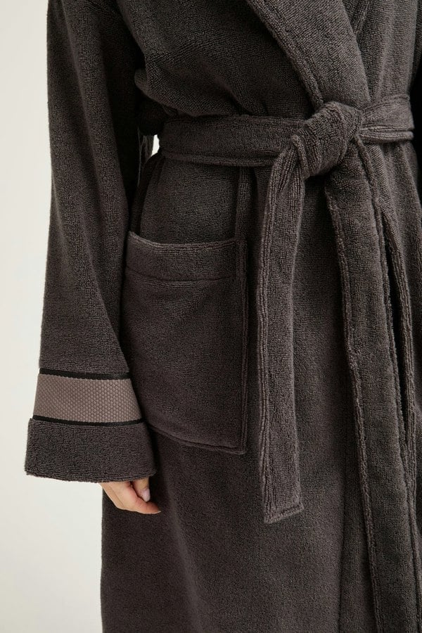 His and Hers Bamboo Towelling Robe in Smoke Grey - Robes