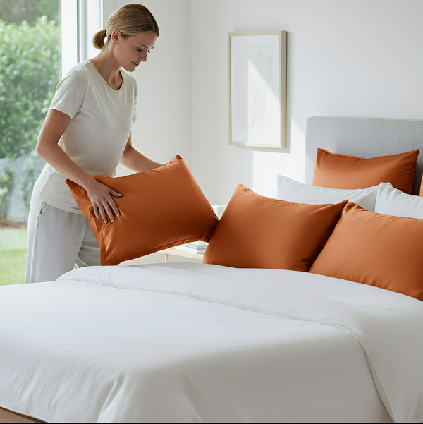 Anyhouz Pillowcase Orange Luxury Soft Natural Mulberry Silky Two Sided Satin Cover