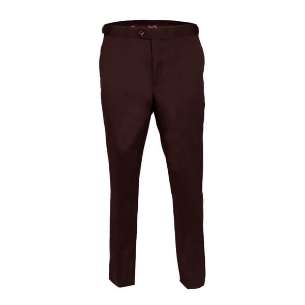 David WeJ Plain Smart Trousers with Side Adjusters - Brown