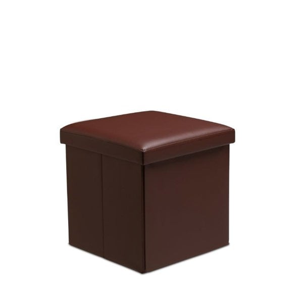 Snug City Faux Leather Storage Ottoman Storage Box With Lid Foldable - 38x38x38cm Square