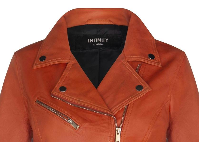 Womens Classic Leather Brando Biker Jacket-Loughton - Upperclass Fashions 