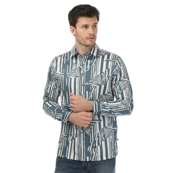 Ted Baker Mens Chorley Butterfly Stripe Shirt - Blue