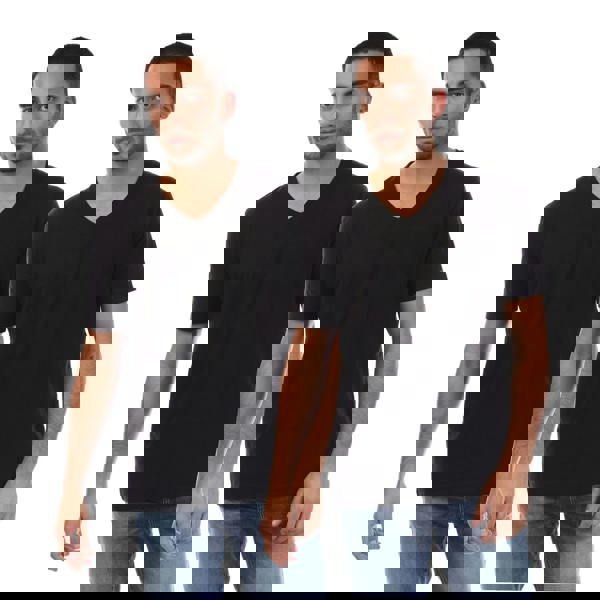 Boss Mens V Neck T-Shirt (Pack of 2) - Black - 