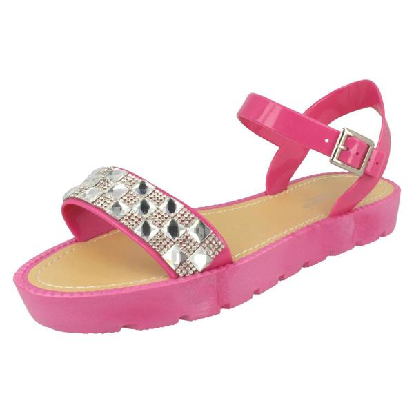 Savannah Ladies Savannah Diamante and Jewel Trim Flat Mules