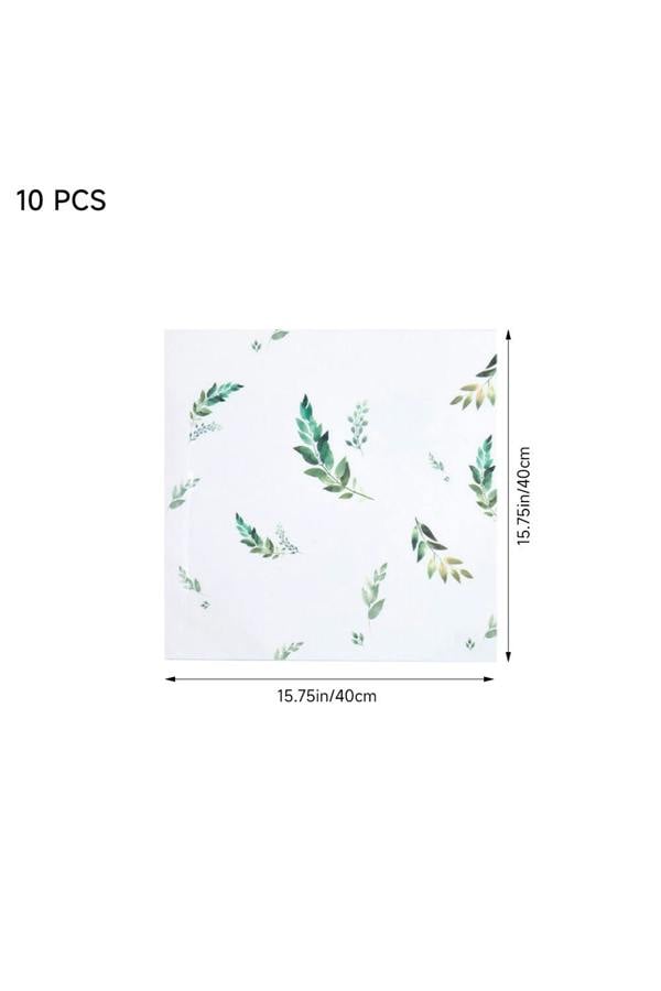 Living and Home 10pcs Self-Adhesive Green Leaf PVC Wallpapers, 40x40cm