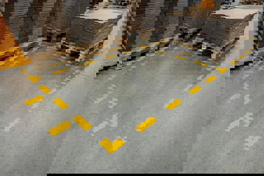 Durable Heavy Duty Adhesive Floor Marking Dash Shape | 10 Pack | Yellow