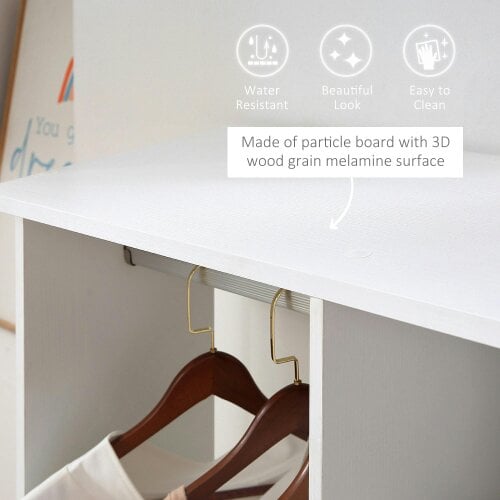 Wyld Haus Belario White Double Open Wardrobe With Shelves Hanging Rail And Lockable Wheels