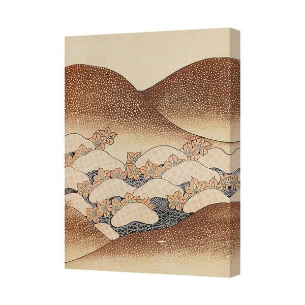 Benjamin Tate Design Canvas Wall Art 7078 Japanese Garden Hills Floral Beige Brown