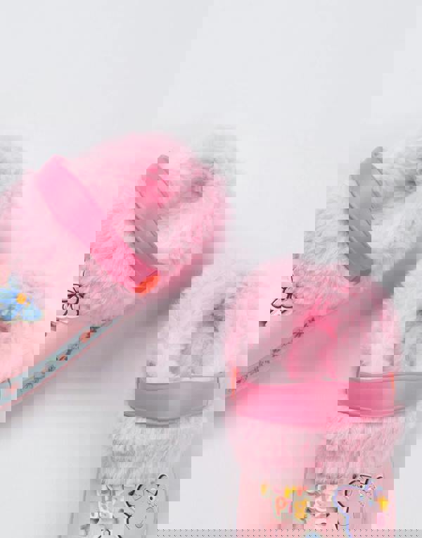 Peppa Pig Girls Pink Flowers Fur Lined Clogs