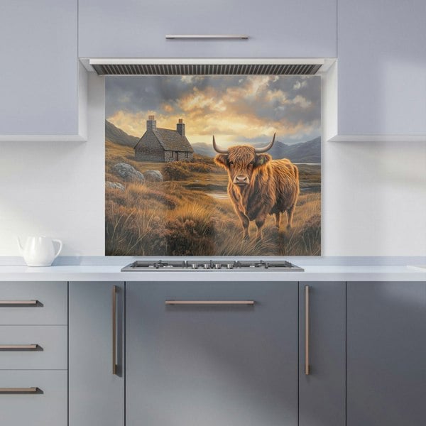 Warren Reed - Designer Highland Cow And A Cottage Kitchen Splashback