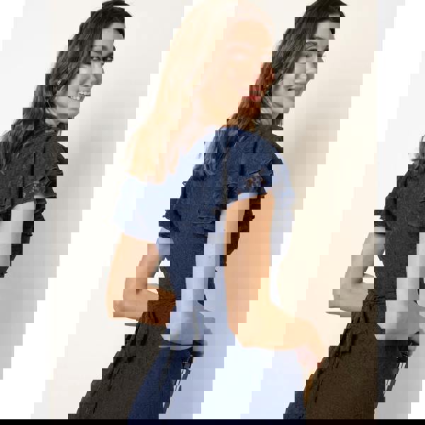 Blue Vanilla Lace Angel Sleeve Mini Dress