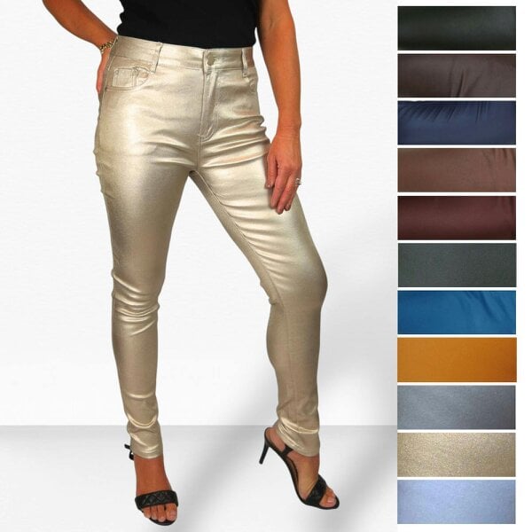 Paulo Due Womens Skinny Coated Leather Look Jeans
