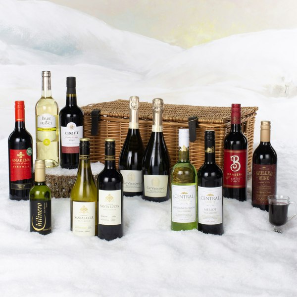 Virginia Hayward Twelve Wines in a Wicker Hamper