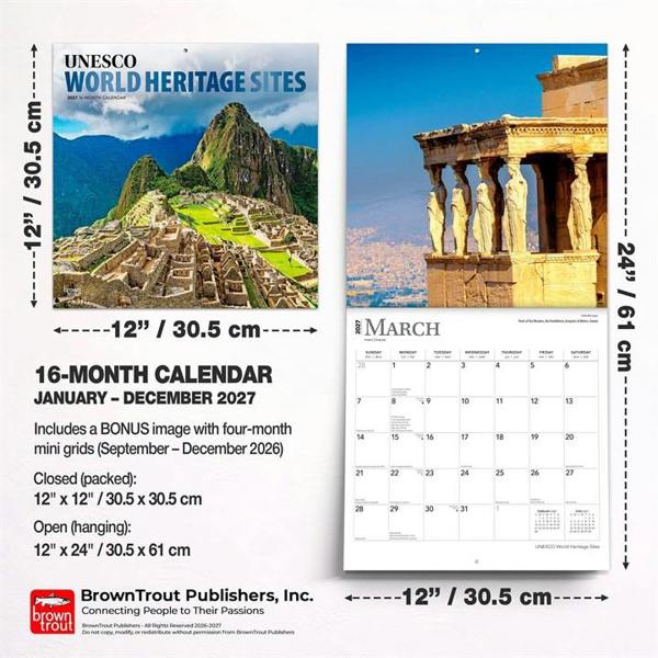 UNESCO World Heritage Sites Calendar 2027, Wall Calendars, Month To View, Travel, Gift