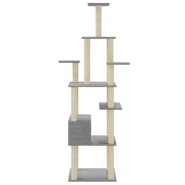Berkfield Cat Tree with Sisal Scratching Posts Light Grey 183 cm