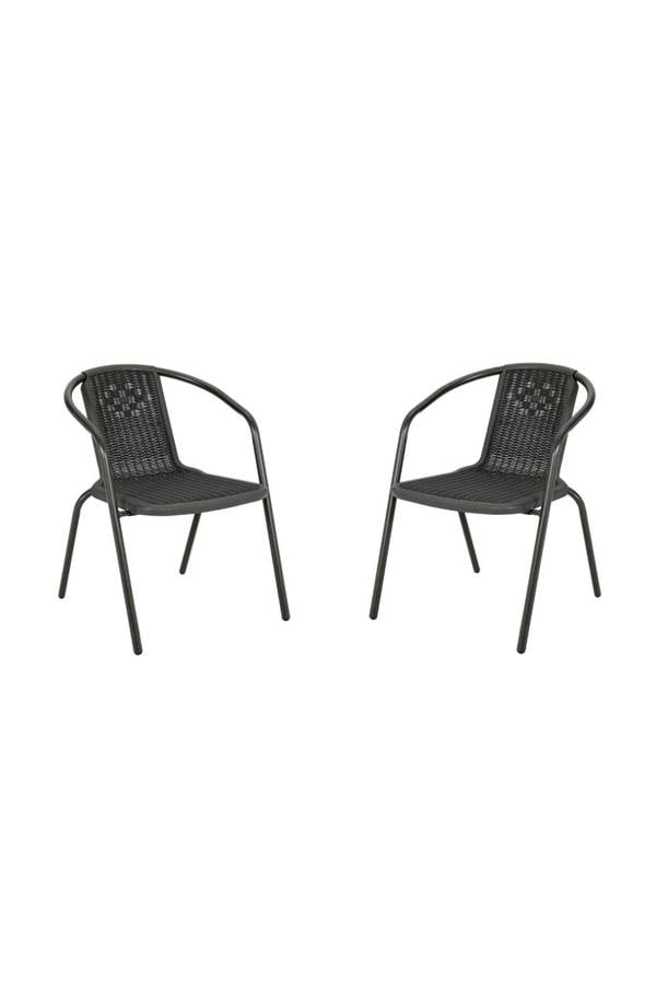 Living and Home Rectangle Garden Tempered Glass Table with 4 PE Rattan Chairs