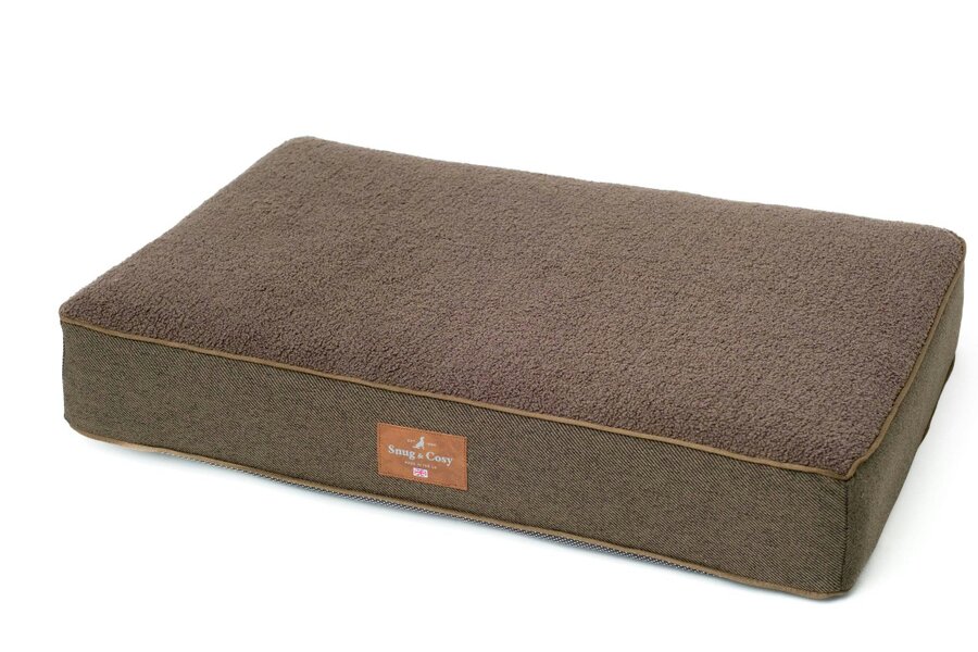 Snug and Cosy Pets Heritage Tweed Orthopaedic Pet Lounger - Comfort & Support - 90 × 60 × 15 cm - 35" - Chocolate - 1