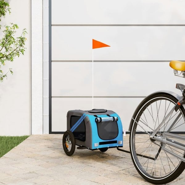 Berkfield Dog Bike Trailer Blue and Grey Oxford Fabric and Iron
